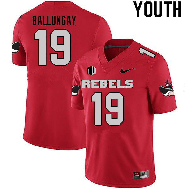 Youth #19 Kaleo Ballungay UNLV Rebels College Football Jerseys Sale-Scarlet - Click Image to Close